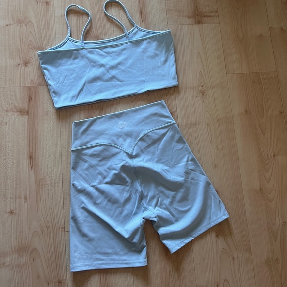 437 Light Blue Women's Crop Tank and High-Waist Bike Short Set - Picture 2 of 9